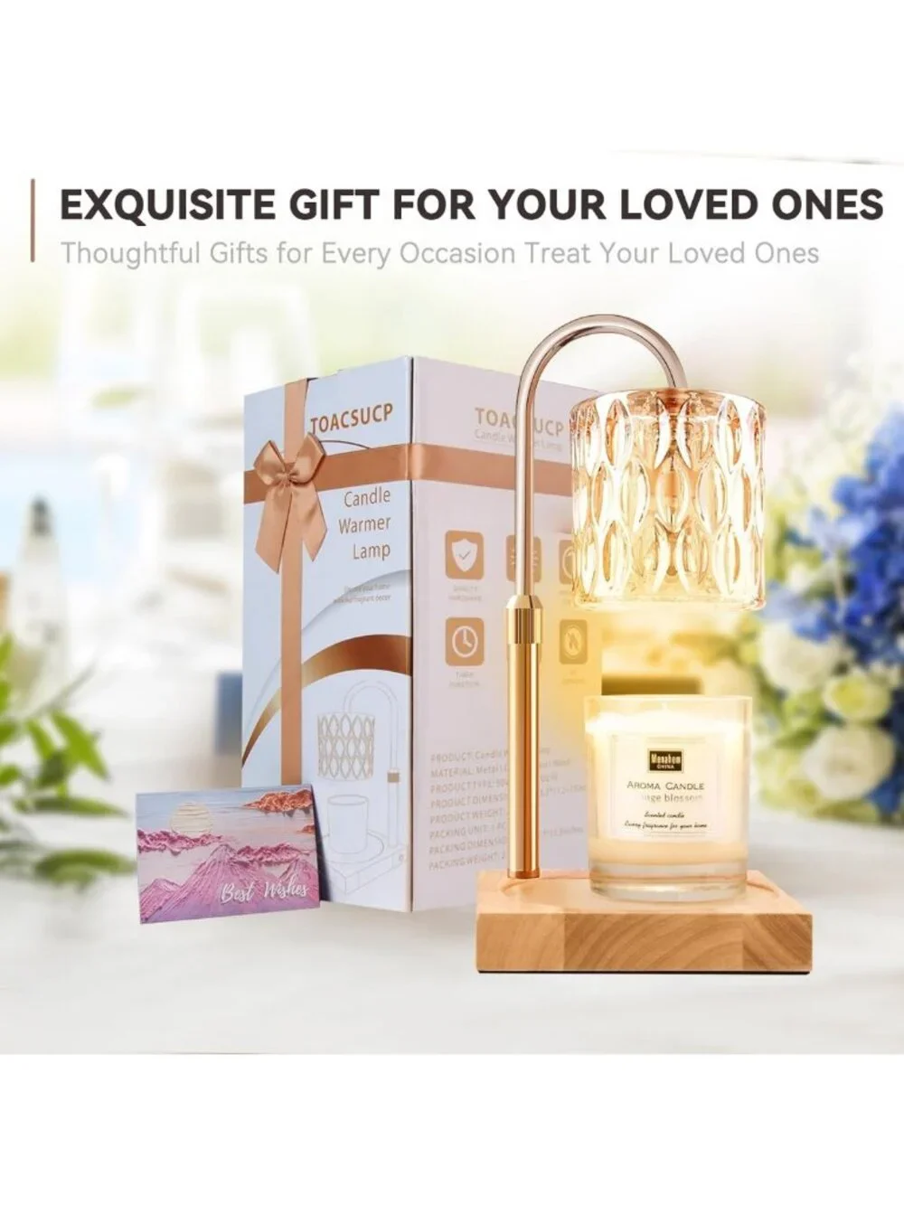 Adjustable Candle Warmer Lamp with Timer & Dimmable Light, 2 Pack Gift Set